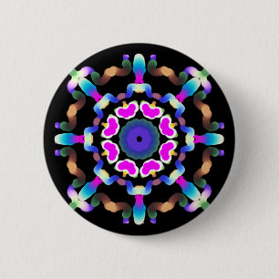 *~* rosa blaue NeonMandala auf Schwarzem Button