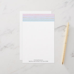 Rosa blaue Ombre mit goldenen Linien Briefpapier