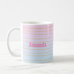 Rosa blaue Ombre mit goldenen Linien Kaffeetasse