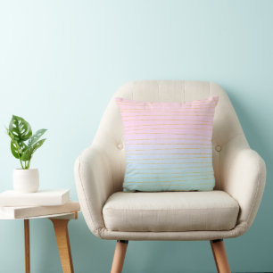 Rosa blaue Ombre mit goldenen Linien Kissen