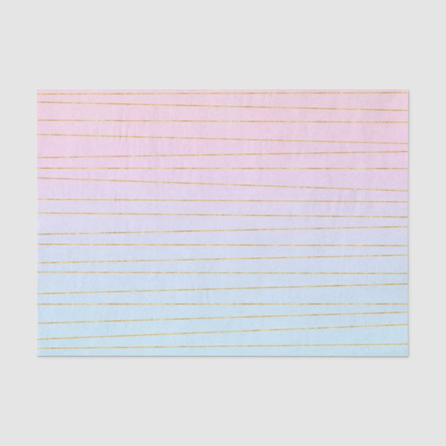 Rosa blaue Ombre mit goldenen Linien Seidenpapier (Vorderseite)