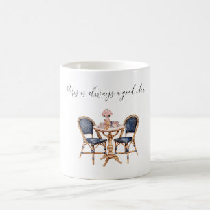 Rosa Blaue Paris Tisch Baguettes Kaffeetasse