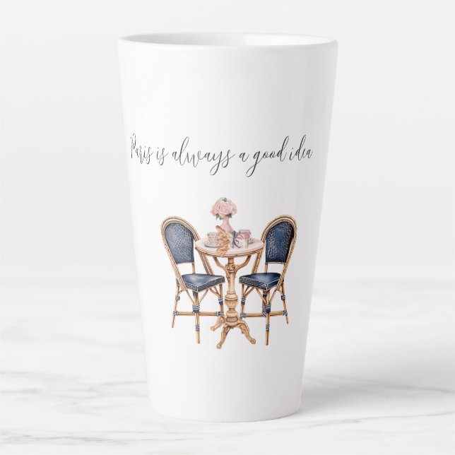 Rosa Blaue Paris-Tisch-Baguettes Milchtasse (Vorderseite)