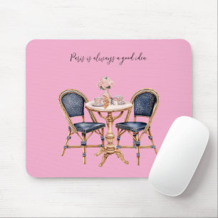 Rosa Blaue Paris Tisch Baguettes Mousepad