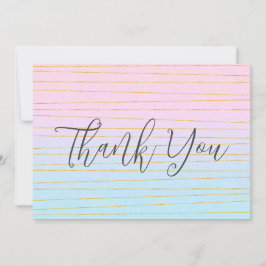 Rosa blaue Pastellfarben Gradient mit goldenen Lin Dankeskarte