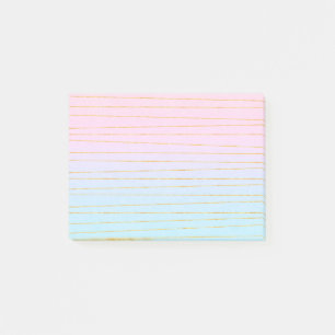Rosa blaue Pastellfarben Gradient mit goldenen Lin Post-it Klebezettel