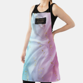 Rosa blaue Satin-Kosmetiksalon-Monogramm-Schürze Schürze