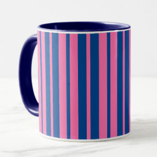Rosa blaue stilvolle Streifenmuster-Design Tasse