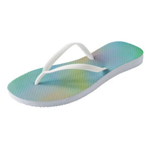 Rosa blaue und grüne Marmorwolken Flip Flops