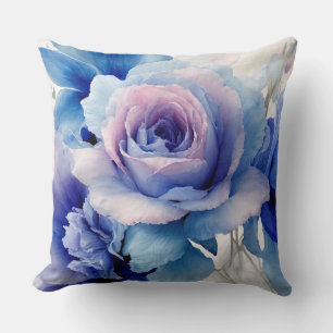 Rosa, blaue und lila Rose Kissen