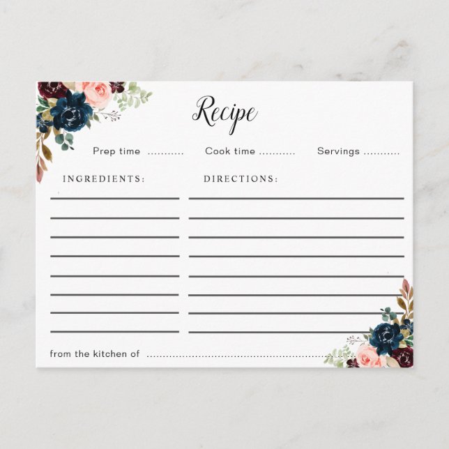 Rosa blaue und rosafarbene Blumenkarte Postkarte (Vorderseite)