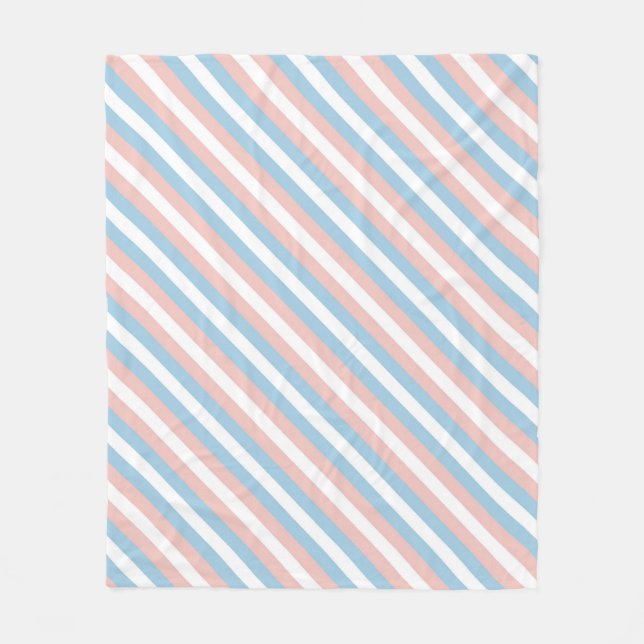 Rosa, blaue und weiße Diagonalstreifen Fleecedecke (Vorderseite)