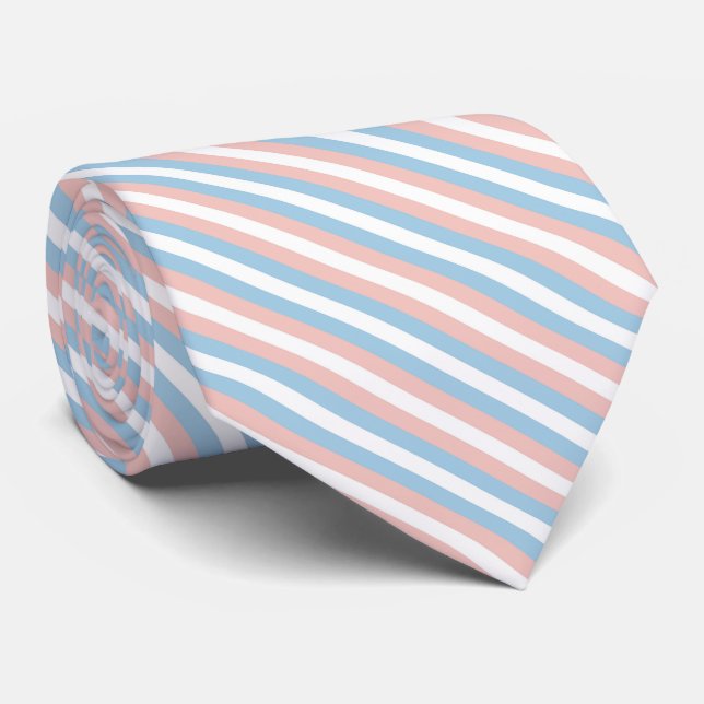 Rosa, blaue und weiße Diagonalstreifen Krawatte (Gerollt)