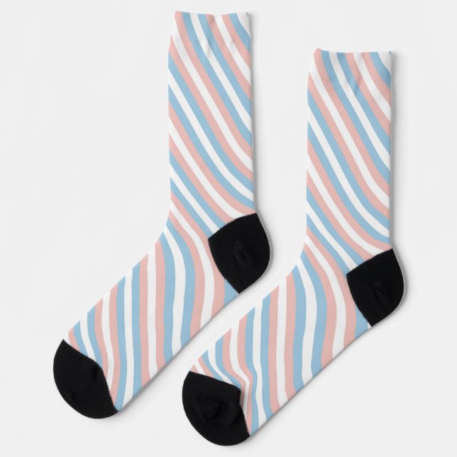 Rosa, blaue und weiße Diagonalstreifen Socken (Linkes Detail)