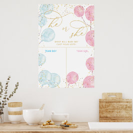 Rosa blaue Wasserfarbe Geschlecht offenbart Stimmz Poster