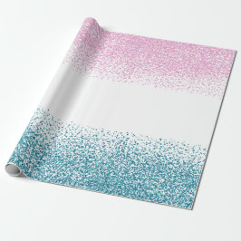 Rosa blauer Confetti-Glitzer Gender Reveal Party Geschenkpapier