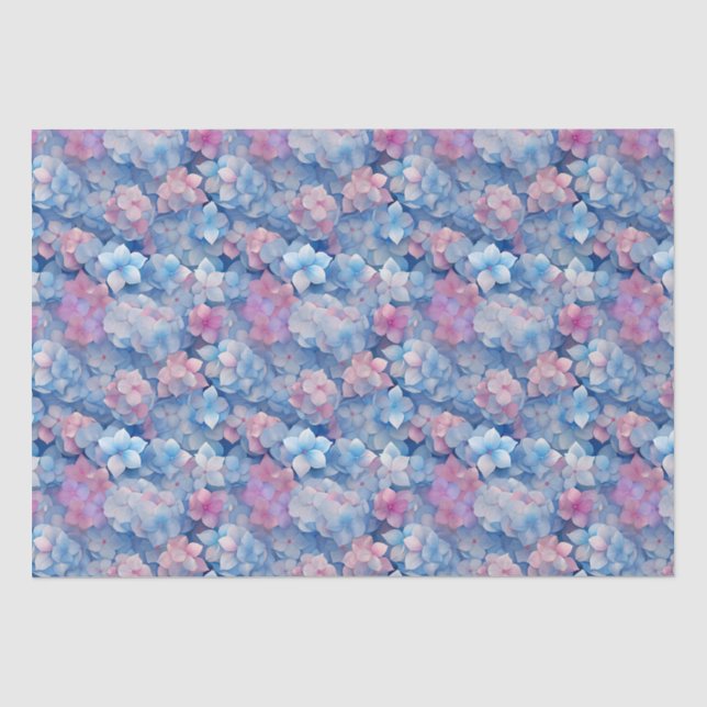 Rosa Blauer Hydrangeas Blütenblümchen im Blut Seidenpapier (Vorderseite)