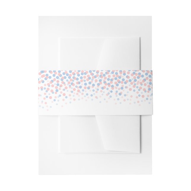 Rosa blauer Konfetti dots Art Hochzeit Bauchband Einladungsbanderole (Vorderseite Beispiel)