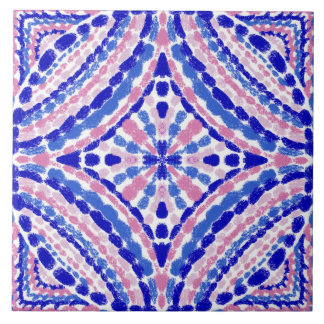 Rosa blauer Mosaikfisch Handgemalt Fliese