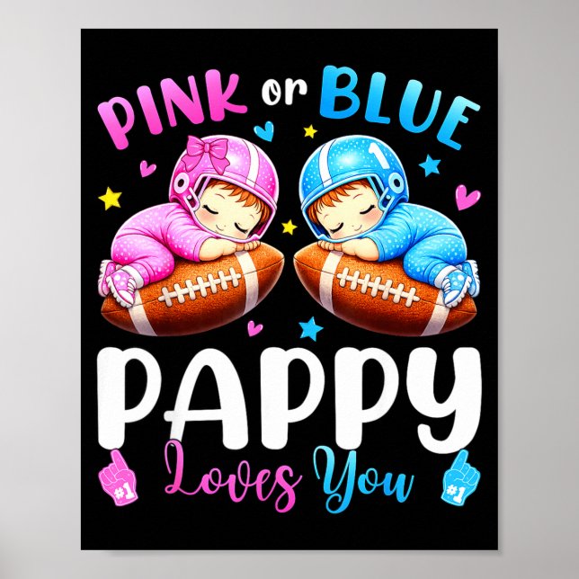 Rosa blauer Papi liebt dich Baby Geschlecht enthül Poster (Vorne)