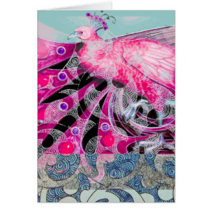 ROSA BLAUER PFau MIT BLUMEN- UND GEOMETRISCHEN WIR