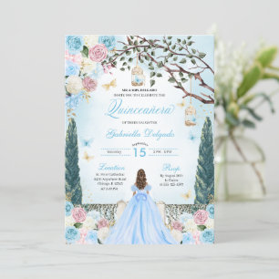 Rosa & Blauer Prinzessin Verzauberter Garten Quinc Einladung