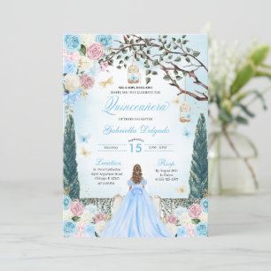 Rosa & Blauer Prinzessin Verzauberter Garten Quinc Einladung
