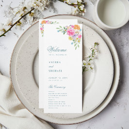 Rosa Blauer Sommer Blütenblütenblüte Hochzeit Programm