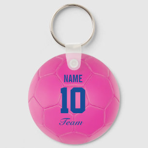 Rosa blauer Team-Fußball-Ball-personalisierter Schlüsselanhänger
