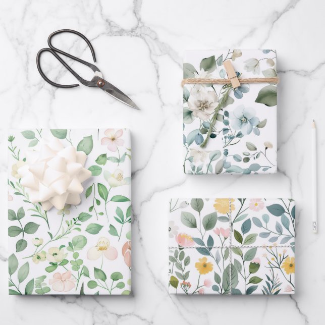 Rosa blaues Brautparty Hochzeit Geschenkpapier Set (Vorderseite)