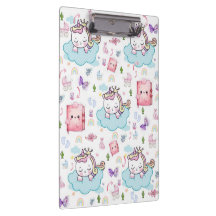 Rosa, Blaues Einhorn Regenbogen Katze Klemmbrett