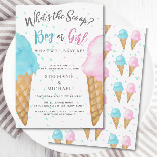 Rosa blaues Eiscreme-Gender-Party Einladung