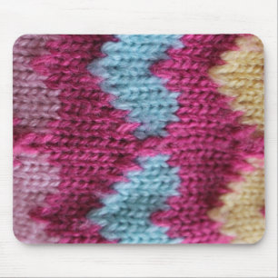 rosa, blaues und gelbes Stricken Mousepad