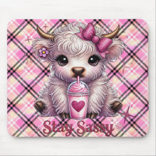 Rosa, Bleib Frech, Highland-Rinder Mousepad