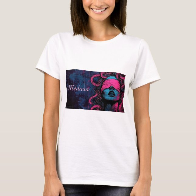 Rosa Blindfarben Medusa T-Shirt (Vorderseite)