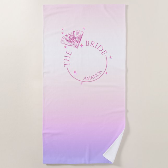 Rosa Bling Diamond Junggeselinnen-Abschied Bridge Strandtuch (Vorderseite)