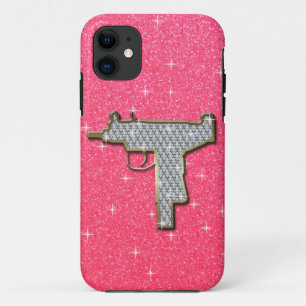 Rosa Bling Uzi Gun iPhone 11 Hülle