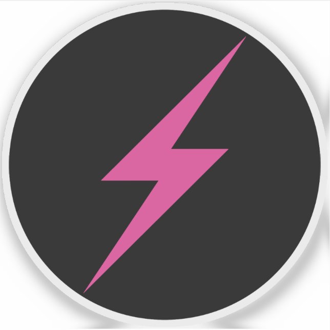 Rosa Blitze des Feminismus (auf schwarz) Aufkleber (Vorderseite)