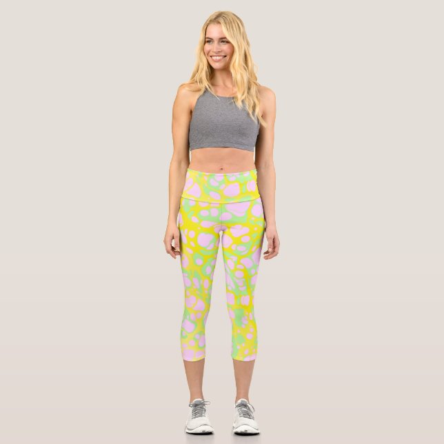 Rosa Blobs Capri Leggings (Vorderseite)