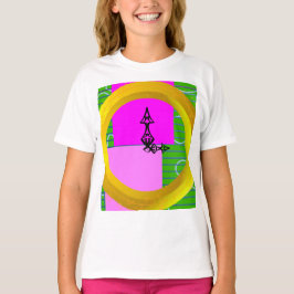 Rosa Blöcke auf der grünen Geometrie des Goldrings T-Shirt