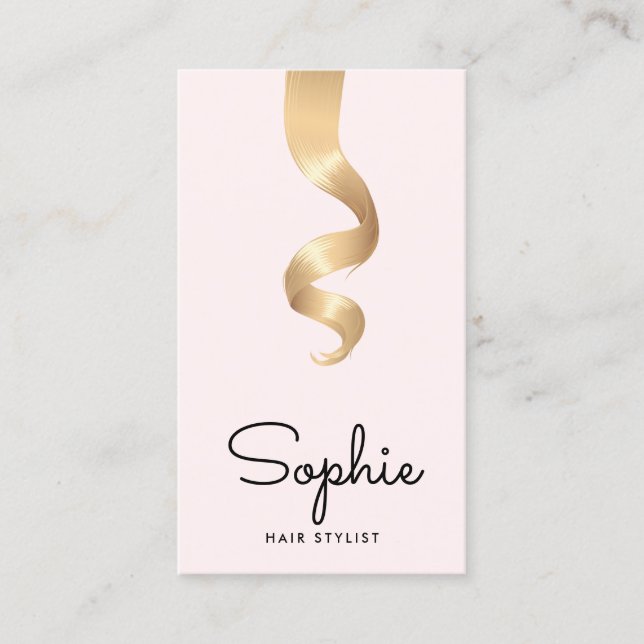 Rosa Blonde Hair Curl Salon Friseur Stylist Salon Visitenkarte (Vorderseite)