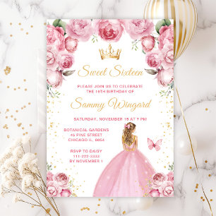 Rosa Blondes Haar Prinzessin Sweet Sixteen Einladung