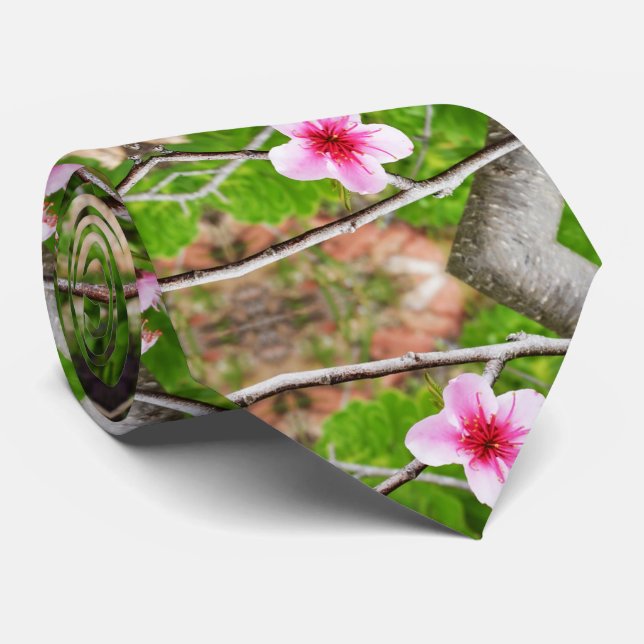 Rosa Blossom Baum Abstrakte Kunst, Neck Tie Krawatte (Gerollt)