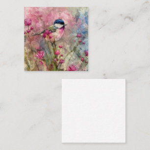 Rosa Blossom Bird Wasserfarbe Mitteilungskarte