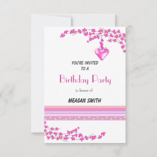 Rosa Blossom Geburtstagsparty Einladung