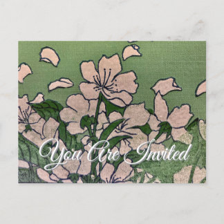 Rosa Blossom Grüne Einladung Postkarte