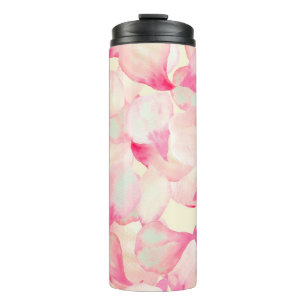 Rosa Blossom Natur. Schwarze Wasserfarbe Natur. Ro Thermosbecher