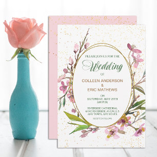 Rosa Blossom Oval Gold Rahmen Einladung Hochzeitsf