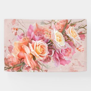Rosa Blossom Rose Aquarellmalerei Kunst Print #1 Banner