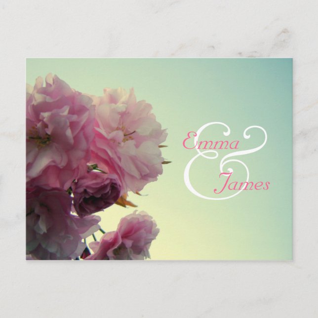 Rosa Blossom Save the Date Postkarte (Vorderseite)